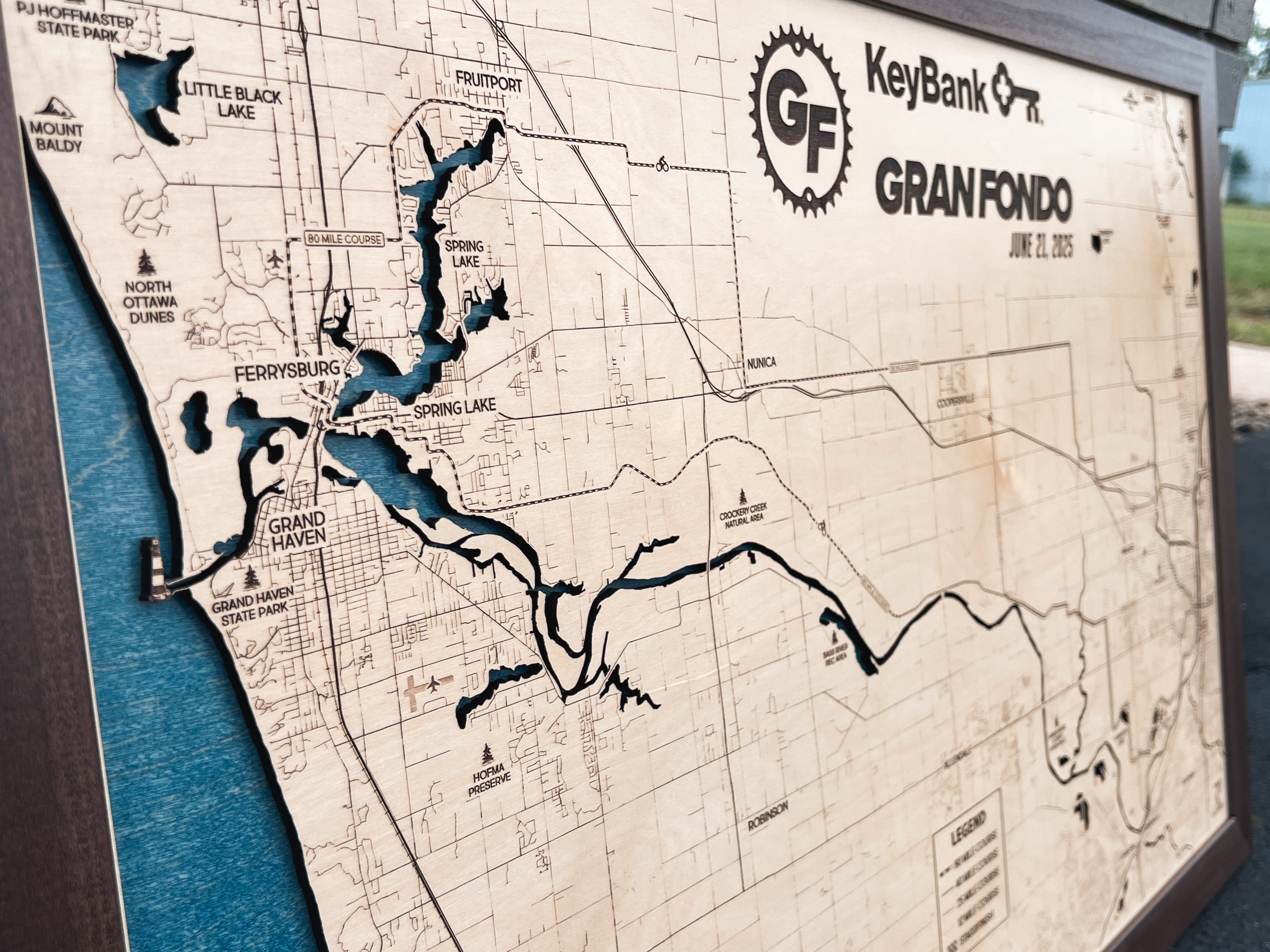 Gran Fondo Custom Wood Map – 2025 Course | Personalized Race Keepsake