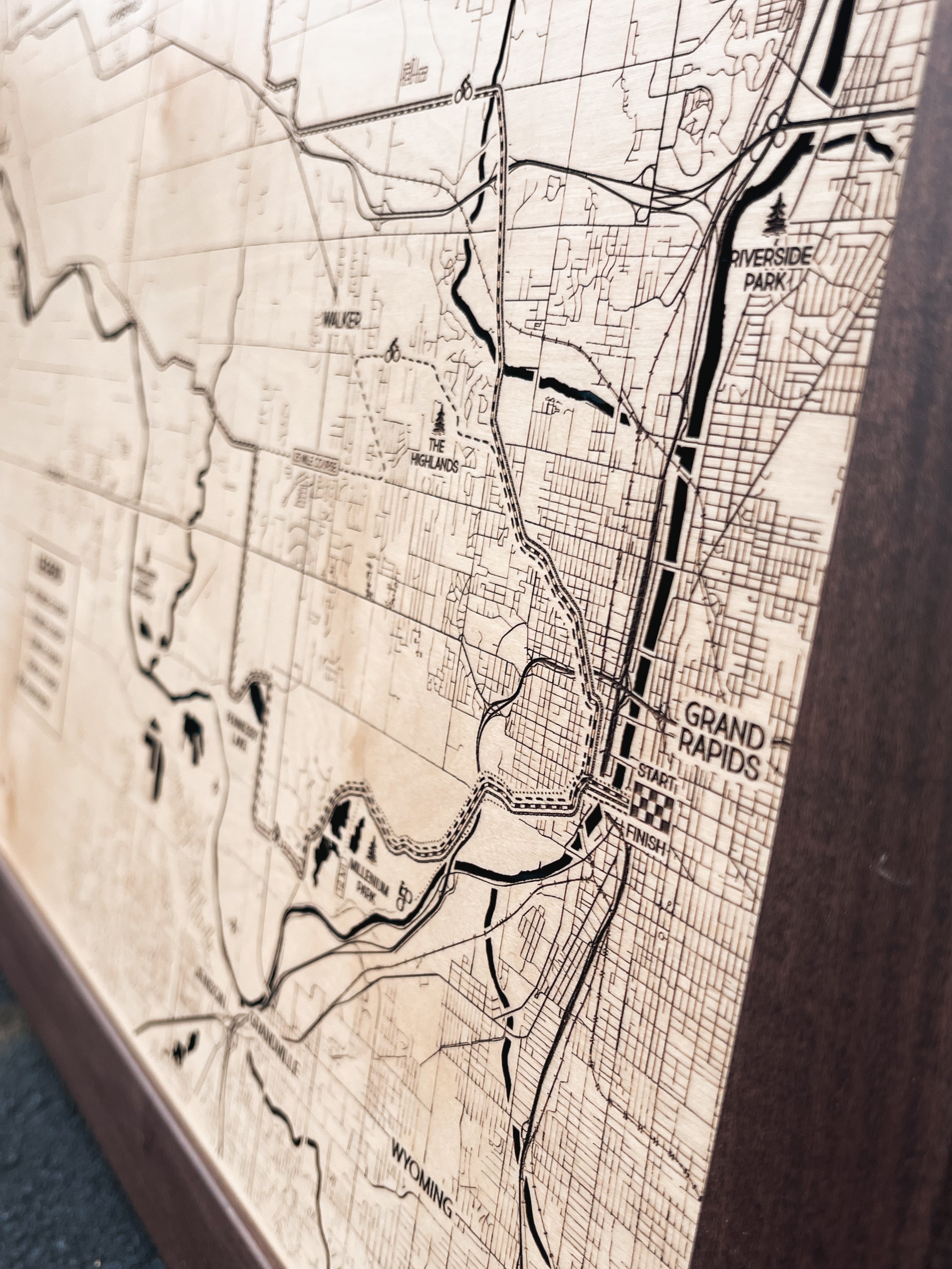 Gran Fondo Custom Wood Map 2025 Course | Personalized Race Keepsake