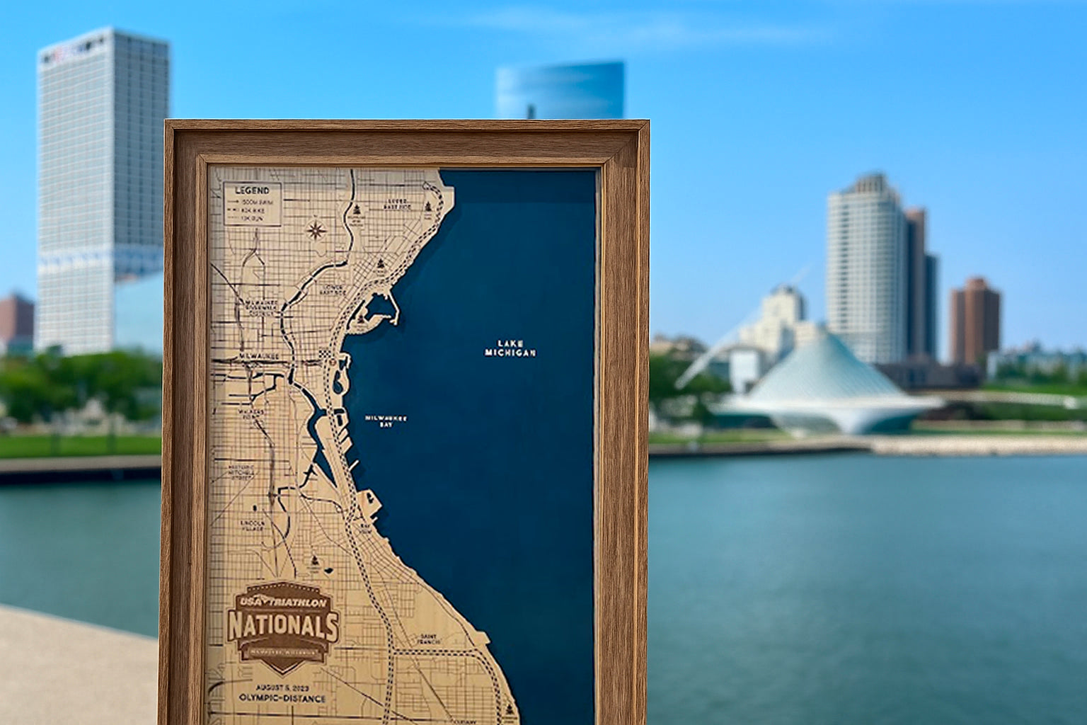 Custom Triathlon Map | Wooden Map Art | Race Maps