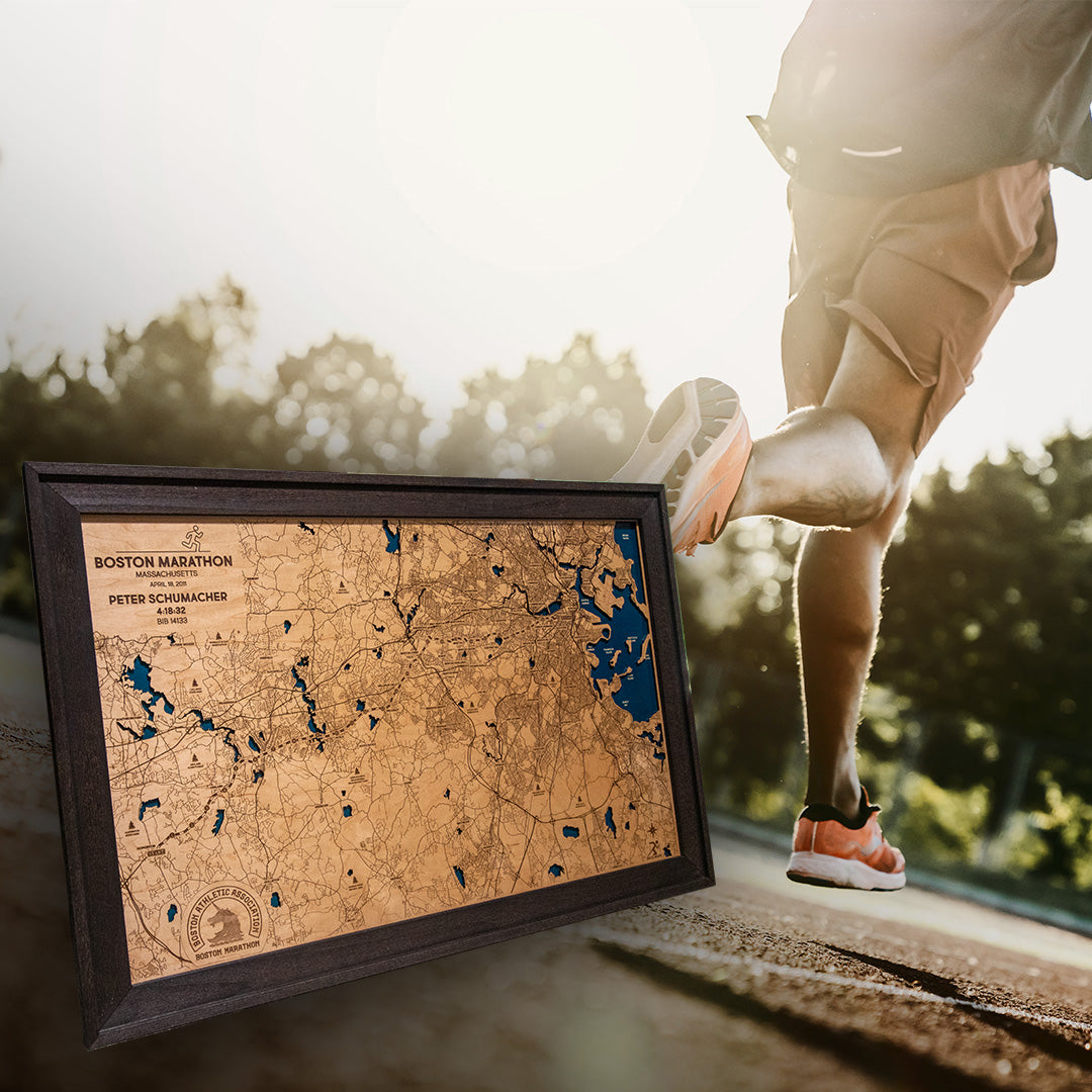 Marathon Maps | Wooden Map Art | Race Maps